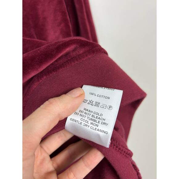 Sporty and Rich NWT Velour Longsleeve Polo Top Merlot Medium - Picture 11 of 12